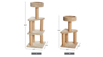 Amazon Basics Cat Tree - Indoor Cat & Kittens Multi-Level Climbing Activity Tower with Scratching Posts, Large (45.9"H) - Beige