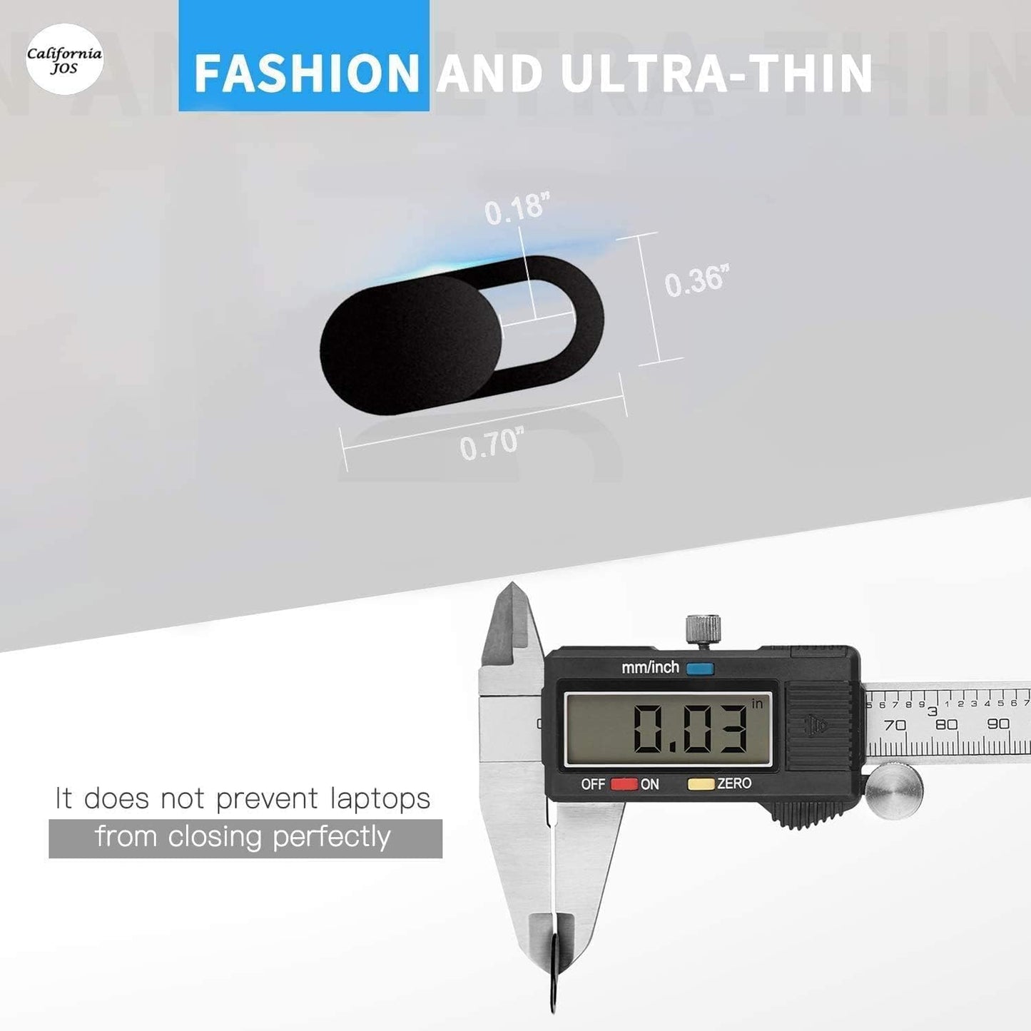 California JOS Webcam Cover, 0.03 inch Ultra Thin Laptop Camera Cover Slide for iPhone iPad MacBook Pro Computer iMac Cell Phone PC Accessories Camera Blocker Slider, Great for Privacy