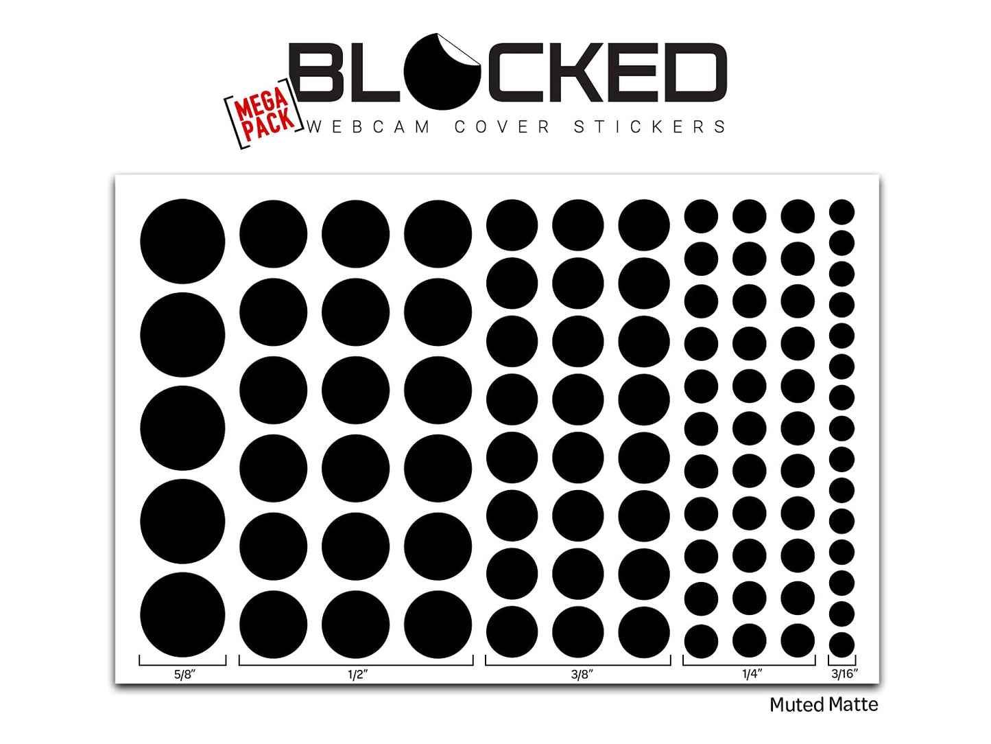 Stackable Webcam/Camera Vinyl Covers | 95 Low-Tack Restickable Webcam Sticker | 5-Sizes | Black 95-Pack (Muted Matte)