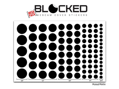 Stackable Webcam/Camera Vinyl Covers | 95 Low-Tack Restickable Webcam Sticker | 5-Sizes | Black 95-Pack (Muted Matte)
