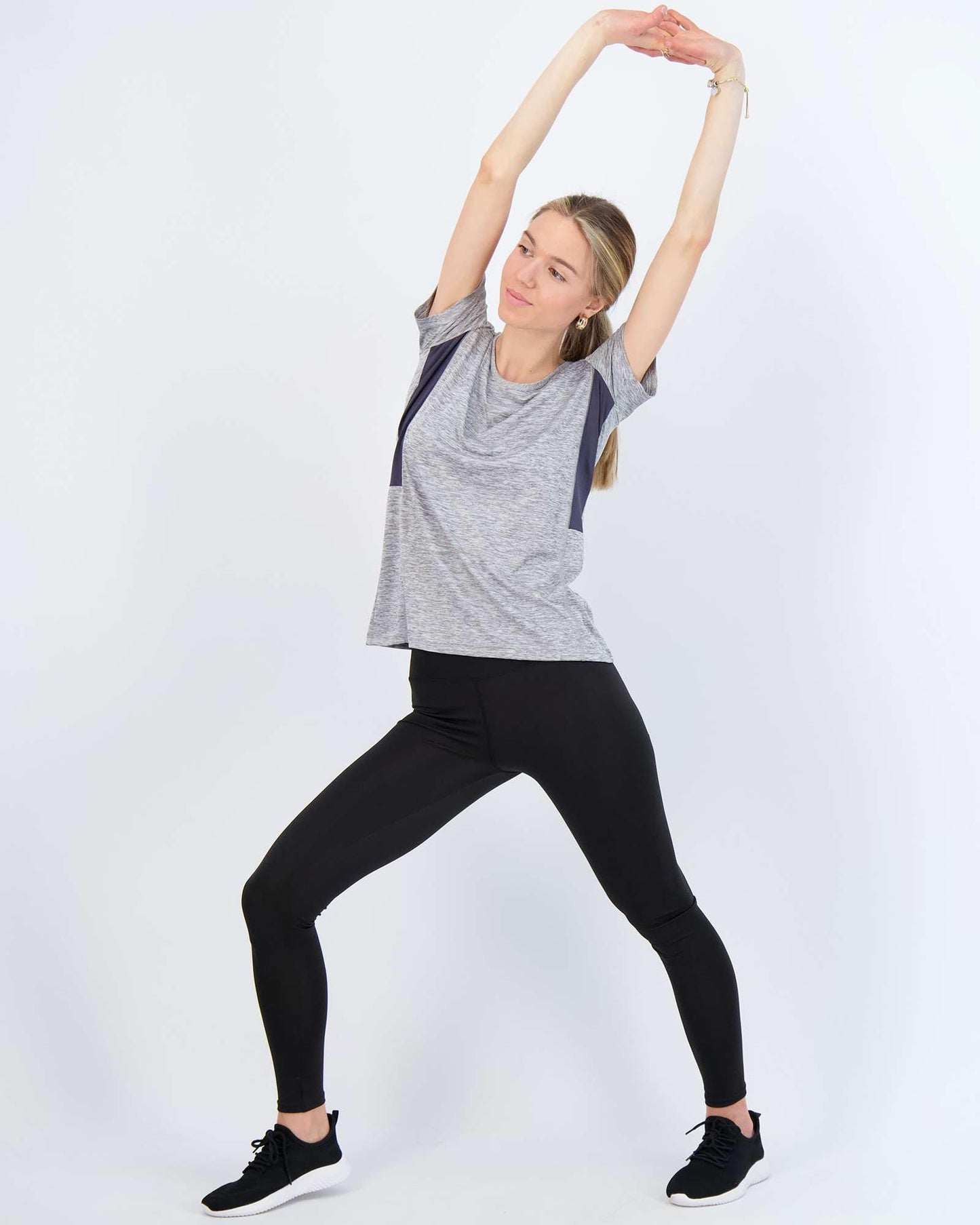 Real Essentials 5 Pack: Women's Short Sleeve T-Shirts Workout Tops Fitness Pilates Gym Activewear Athletic (Plus Available), Set 4, M, Pack of 5