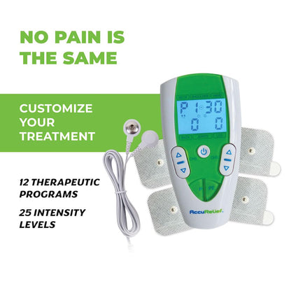 AccuRelief TENS Unit Pain Relief System - Muscle Stimulator For Pain Relief From Back Pain, Neck Pain, And Other Body Pains - Clinical Strength OTC Approved
