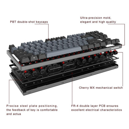 DURGOD Heavy Duty Mechanical Keyboard with Cherry MX Brown Switches N-Key Rollover 104 Keys(PBT Keycaps) Type C Interface for Gamer/Typists/Office/Home (Space Grey，ANSI/US)