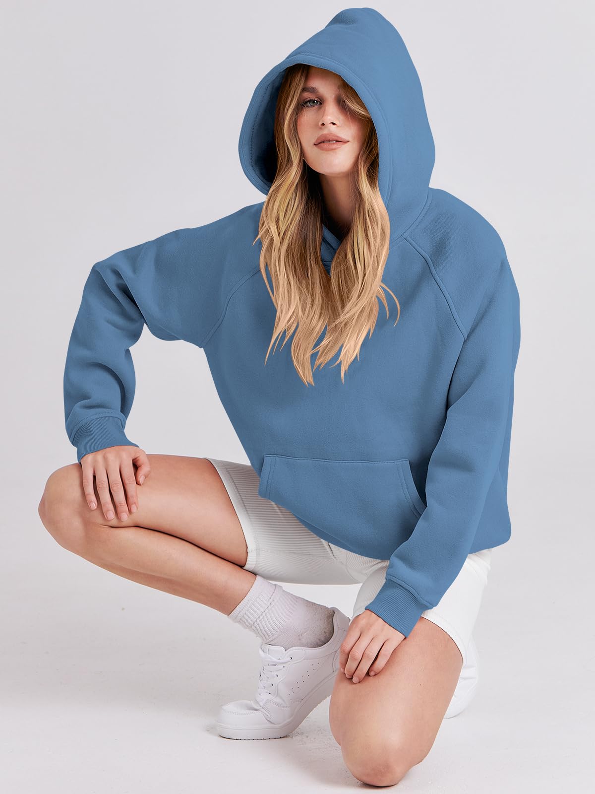 ANRABESS Women Hoodies Oversized Fleece Long Sleeve Comfy Casual Basic Pullover Sweatshirts 2025 Fall Outfits Y2K Clothes Deep Blue Small