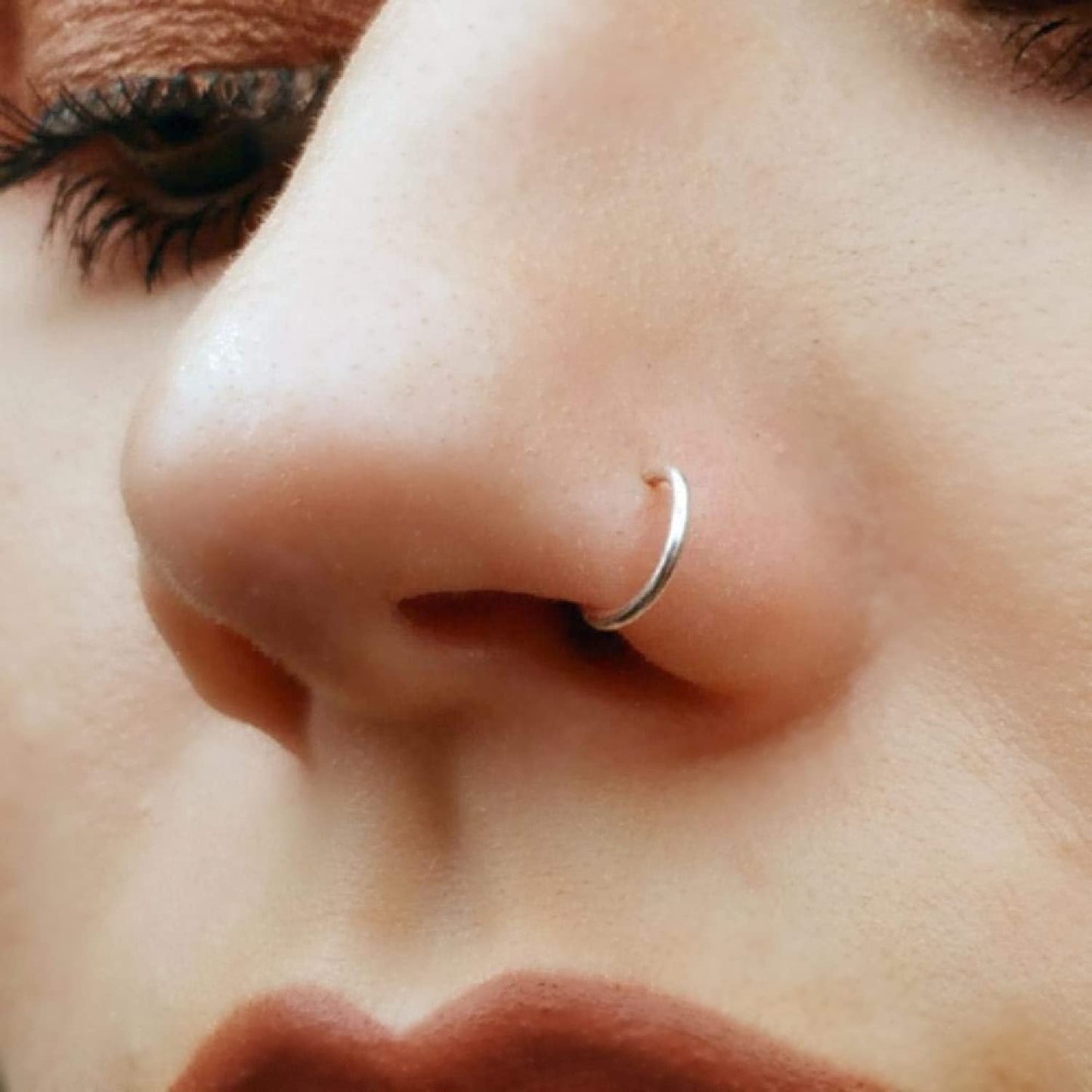 EnCharmed Fake Clip On Nose Ring 20g - Tiny Faux Piercing Hoop - No Piercing Needed (925 Sterling Silver)