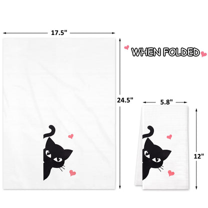 Vansolinne Cute Cats Microfiber Bath Towels Set of 4, 18in x 24in, Perfect for Cat Lovers, Housewarming Gifts