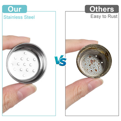 2 Pack Salt and Pepper Shakers Set, Glass Shaker with Stainless Steel Lid, Modern and Cute Farmhouse (Black and White)