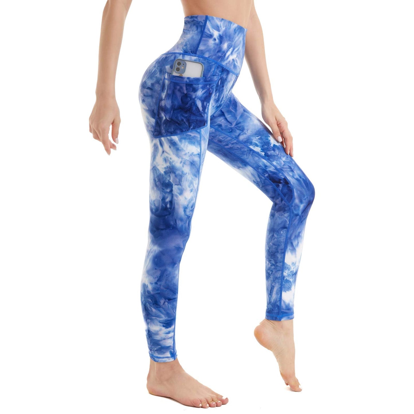 ccko Leggings for Women with Pockets, Womens Yoga Pants Tie Dye Stretch Workout Leggings High Waist Tummy Control, Tie Dye 10, L