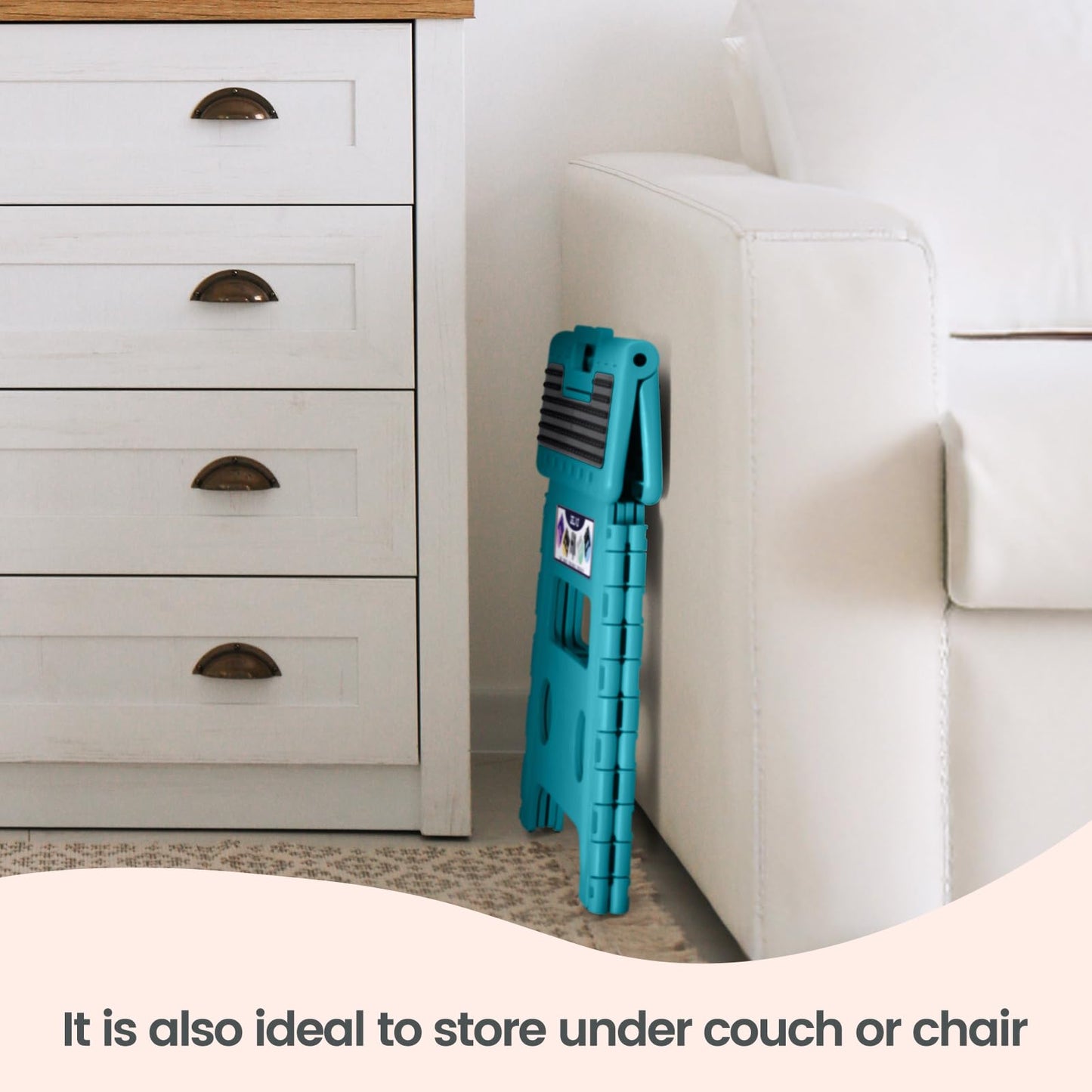 Delxo Folding Step Stool 13 Inch Non-Slip Foldable Stools Up to 300 LBS Kitchen Collapsible Fold Up Stepping Stool with Dotted 1 Pack Blue