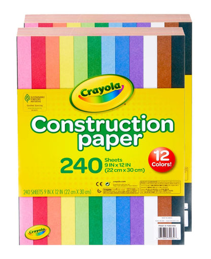 Crayola Construction Paper - 480ct (2pck), Bulk Teacher Supplies, Back to School Essentials For Kids, Classroom Must Have, Arts & Crafts Art Paper