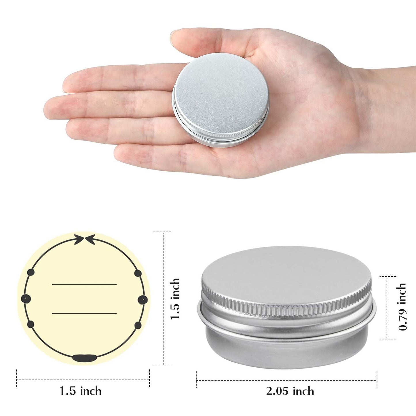 TUZAZO 24Pack 1 Oz Aluminum Tin Cans with Screw Lid and Labels, Refillable Travel Sized Cosmetic Containers Small Tins for Salves, Lotion Bars, Beard Balms, Candles