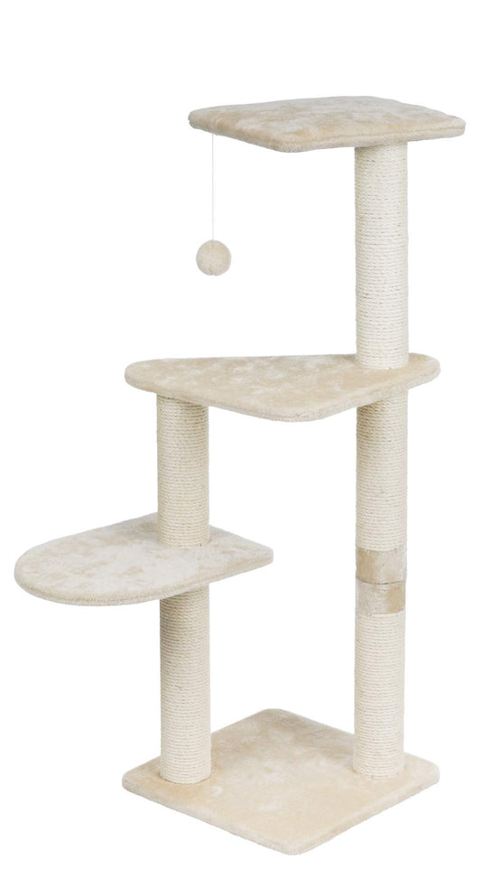 TRIXIE Pet Products Altea Cat Tree (Beige with paw prints), large (16 x 16 x 46 in.) (43884)
