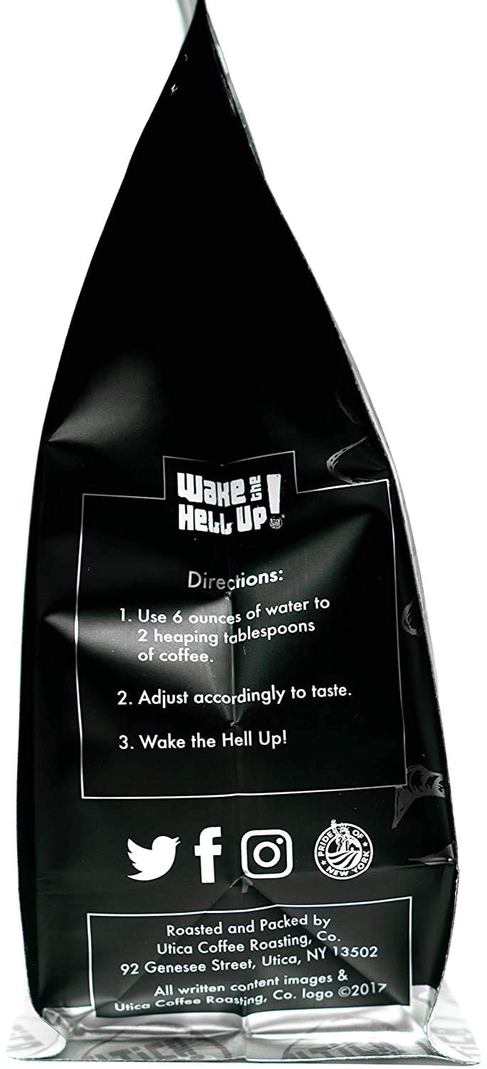 Wake The Hell Up! 12oz Ultra-Caffeinated Peanut Butter Cup Ground Coffee, Low Acid, Medium-Dark Roast