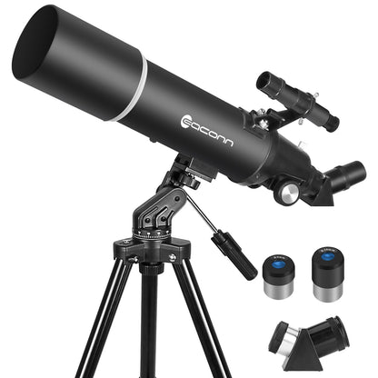 Telescopes for Adults Astronomy, 80mm Aperture 600mm Refractor Telescope for Kids & Beginners, Compact and Portable Travel Telescopio with Backpack