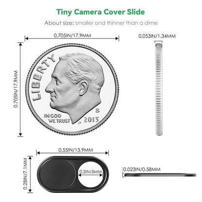 CloudValley Webcam Cover Slide[2-Pack], 0.023 Inch Ultra-Thin Metal Web Camera Cover for Macbook Pro, iMac, Laptop, PC, iPad Pro, iPhone 8/7/6 Plus, Protect Your Visual Privacy [Black]