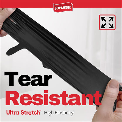 Supmedic Black Nitrile Exam Gloves, 5 Mil Chemical Resistant Powder-Free Food Safe Disposable Medical Glove 100Pcs (Large)