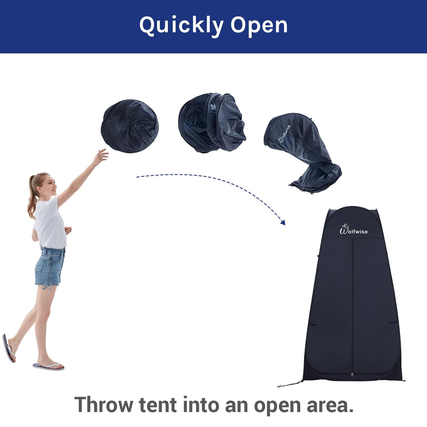 WolfWise 6.6FT Portable Pop Up Shower Privacy Tent Spacious Dressing Changing Room for Toilet Camping Biking Beach