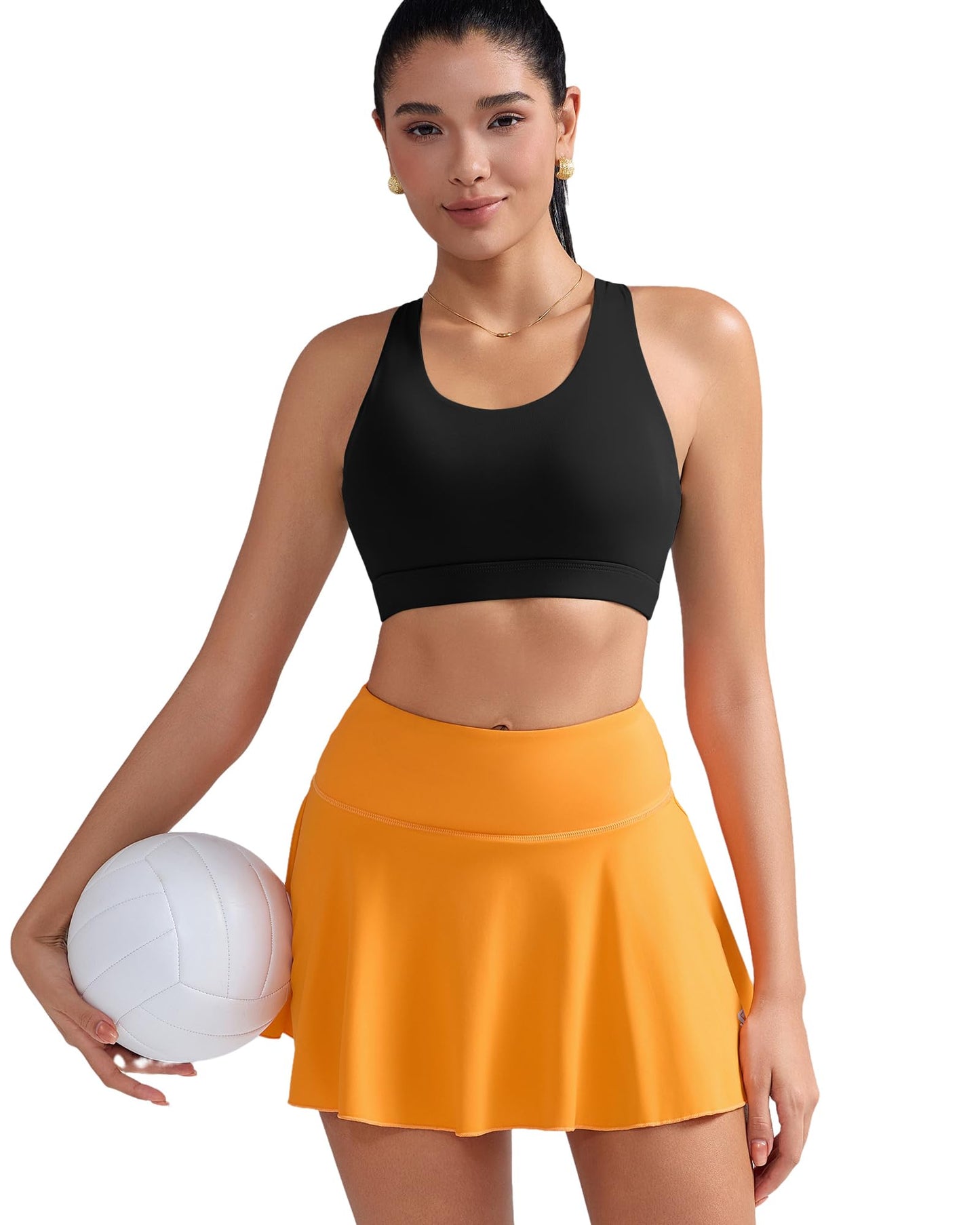 RUNNING GIRL Sports Bra for Women, Criss-Cross Back Padded Strappy Sports Bras Medium Support Yoga Bra with Removable Cups A-Black