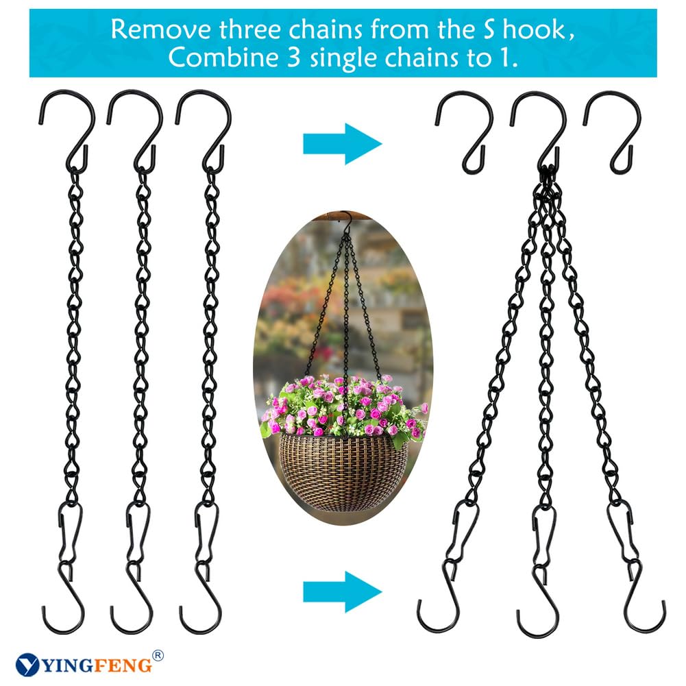 YINGFENG 10 Pack 9.5 Inch Black Hanging Chains, Garden Plant Hangers for Hanging Bird Feeders, Billboards, Chalkboards, Basket, Planters, Lanterns, Wind Chimes and Decorative Ornaments Etc.