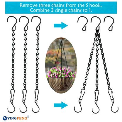 YINGFENG 10 Pack 9.5 Inch Black Hanging Chains, Garden Plant Hangers for Hanging Bird Feeders, Billboards, Chalkboards, Basket, Planters, Lanterns, Wind Chimes and Decorative Ornaments Etc.