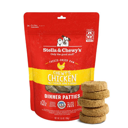 Stella & Chewy's Freeze-Dried Raw Dinner Patties - Chicken Recipe - High Protein Grain-Free Puppy & Dog Food - Perfect For Picky Eaters - 5.5 oz