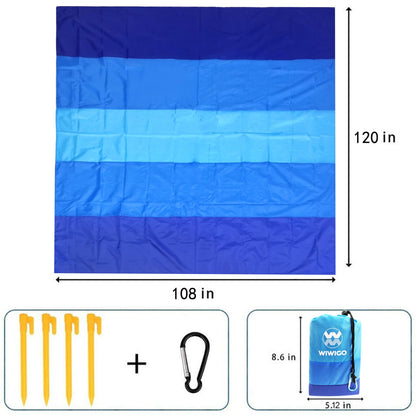 WIWIGO Beach Blanket, Sandproof Beach Mat 120in X 108in for 2-8 Adults Waterproof Quick Drying Outdoor Picnic Mat for Travel, Camping, Hiking