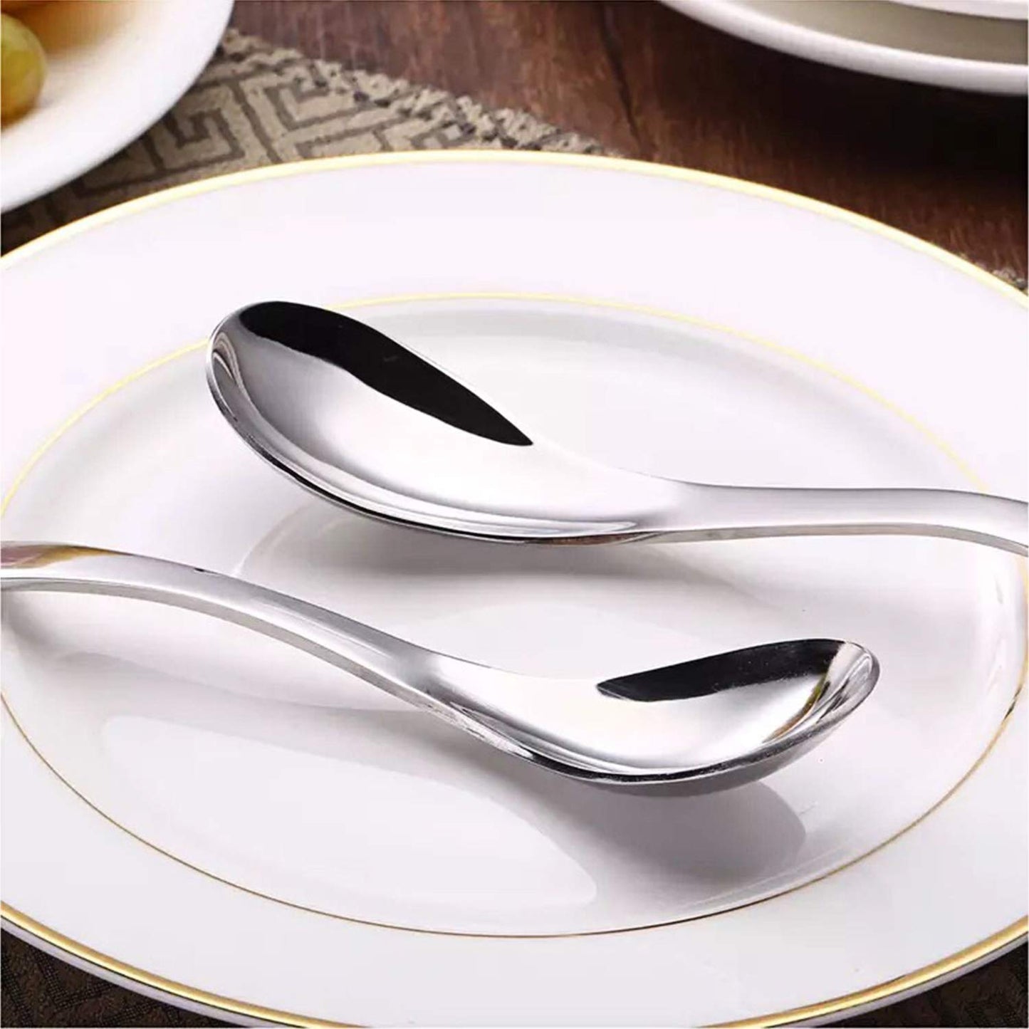 AOOSY 6-Piece Heavy Weight Soup Spoons,Stainless Steel Asian Soup Spoon with Ergonomic Short Handle for Ramen, Curry, Cereals