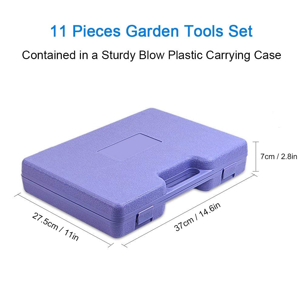 WISDOMLIFE Garden Tools Set, 11 Pieces Gardening Gifts with Purple Floral Print, Ergonomic Handle, Trowel, Rake, Shovels, Pruner, Shears, Sprayer, Gloves, Garden Hand Tools with Carrying Case