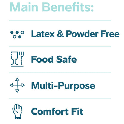 Comfy Package [100 Count Disposable Poly Plastic Gloves for Cooking, Food Prep and Food Service | Latex & Powder Free - One Size Fits Most