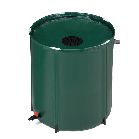 VINGLI 50 Gallon Collapsible Rain Barrel, Portable Water Storage Tank, Rainwater Collection System Downspout, Water Catcher Container with Filter Spigot Overflow Kit