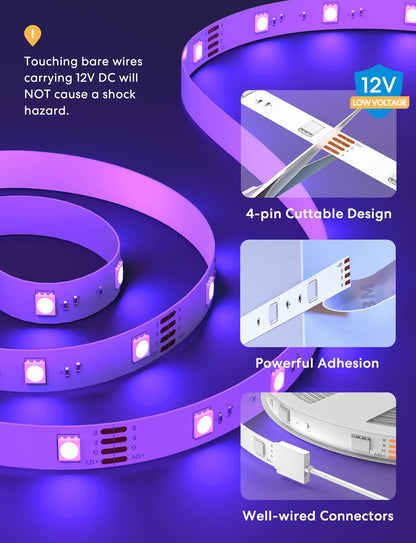 Smart LED Strip Lights Works with Apple HomeKit, 32.8ft WiFi RGB Strip, Compatible with Siri, Alexa&Google and SmartThings, App Control, Color Changing Led Strips for Home, Bedroom, Kitchen, TV, Party
