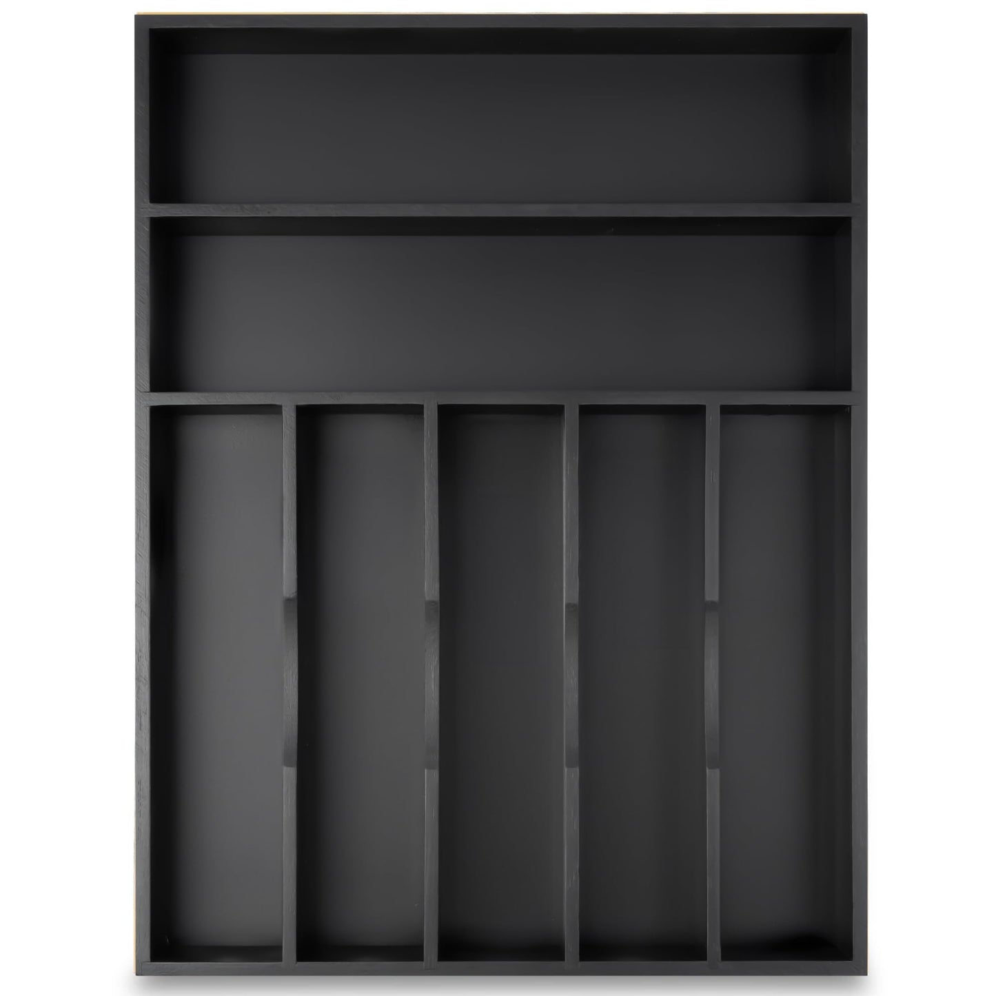 Besilord Silverware Organizer Kitchen Drawer Organizer Utensil Organizer Bamboo Silverware Holder Cutlery Organizer in Drawer Flatware Organizer Tray(7 slots, Black