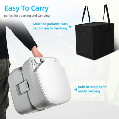YITAHOME Portable Toilet Camping Porta Potty 5.8 Gallon with Carry Bag and Hand Sprayer, Leak-Proof Indoor Outdoor Toilet with Level Indicator, Handle Pump, for RV Travel, Boat and Trips