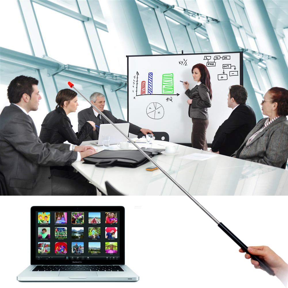 Telescopic Teachers Pointer,Teaching Pointer Stick for Classroom,Metal Hand Retractable Pointer Extended Length 47 Inch, Handheld Presenter Whiteboard Pointer (Black)