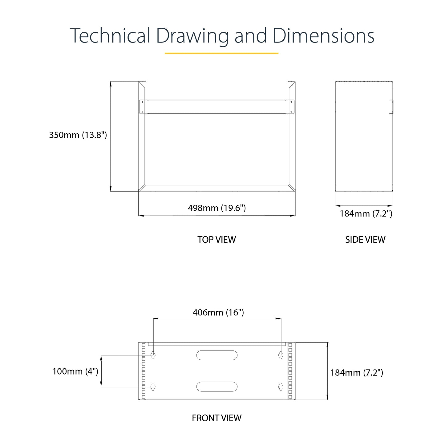 StarTech.com 4U Wall Mount Network Rack - 14 Inch Deep (Low Profile) - 19" Patch Panel Bracket for Shallow Server and IT Equipment, Network Switches - 44lbs/20kg Weight Capacity, Black (WALLMOUNT4)
