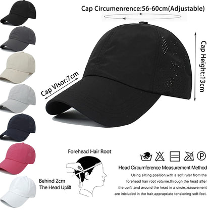 Womens Ponytail Hat Baseball Cap, Adjustable Criss Cross Baseball Cap High Bun Unisex Quick Drying Trucker Hats (ZBlack, One Size)