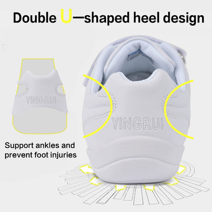 Smapavic Cheer Shoes for Youth Girls White Cheerleading Athletic Dance Shoes Tennis Sneakers for Competition Sport Training 1 Little Kid