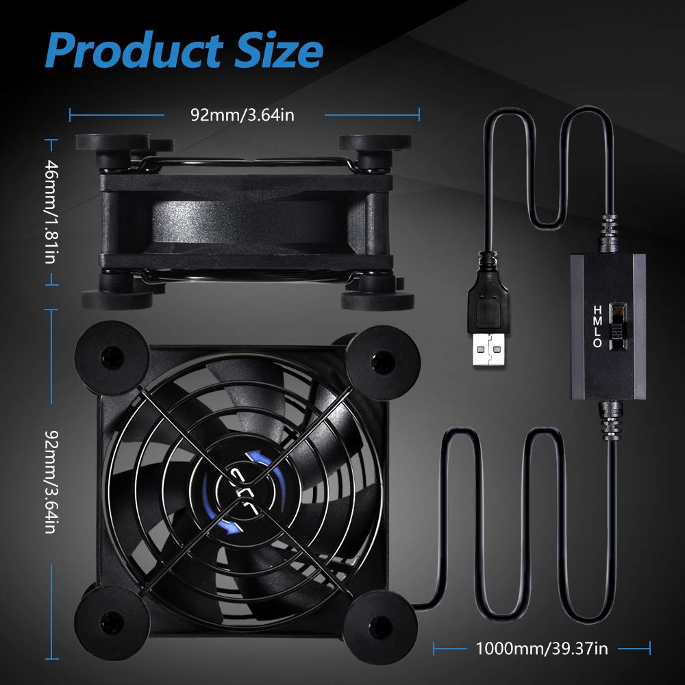 SCCCF Quiet 80mm USB Fan, 5V USB Portable Cooling Fan for Flat Panel Xbox DVR PlayStation Router TV Receiver Computer Cabinet Cooler