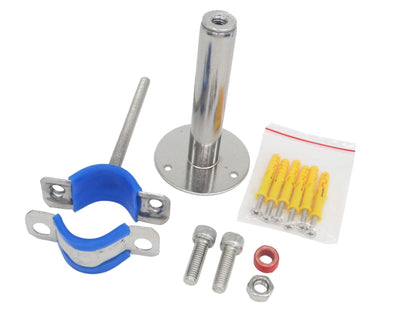 Stainless Steel Adjustable Pipe Clamp Bracket - Wall/Ceiling Mount Support for 1/2-Inch (19mm) Pipe, Heavy-Duty Rustproof Brackets with Screws, Extended Type, Set of 2