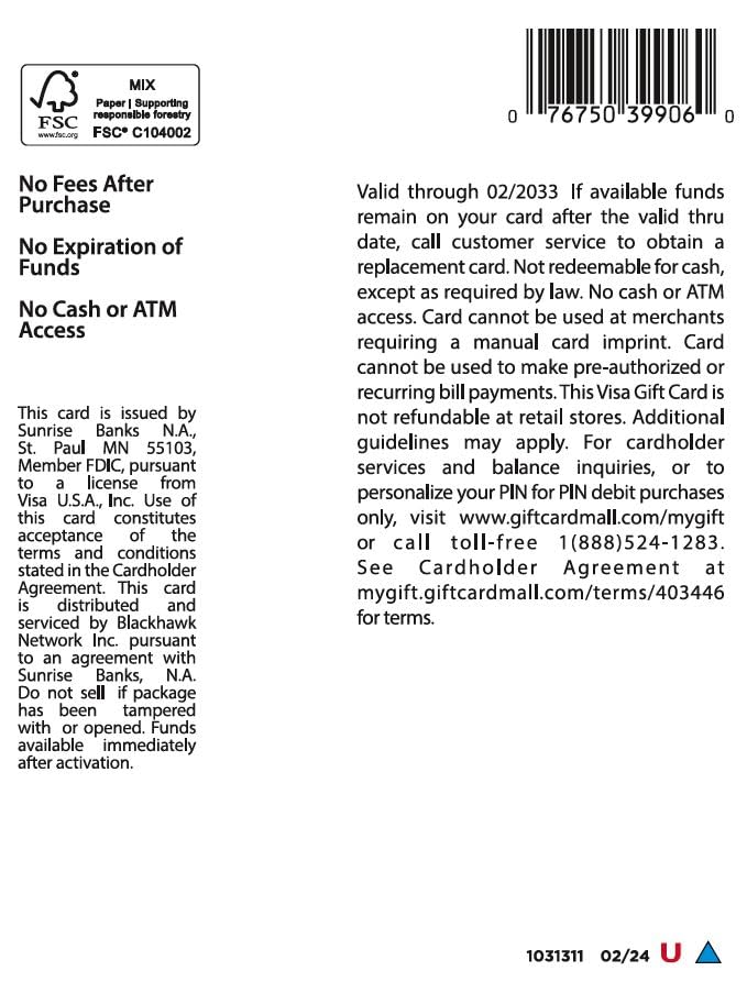 Visa $50 Balloons Gift Card (plus $4.95 Purchase Fee)