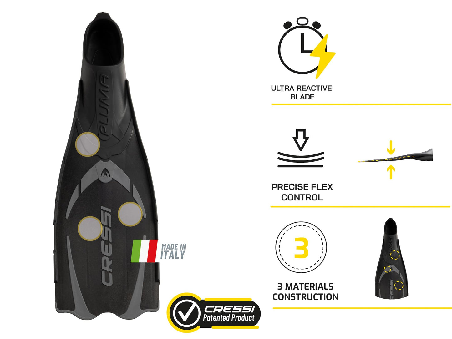 Cressi Pluma, Black/Silver, 41/42