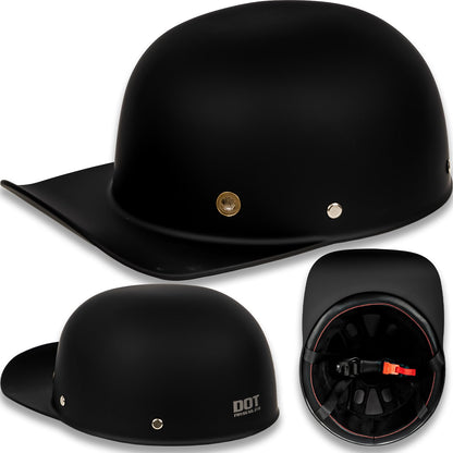 Yesmotor Baseball Style Cap Retro Motorcycle Helmet Unisex-Adult - DOT Approved (Matte Black, L)