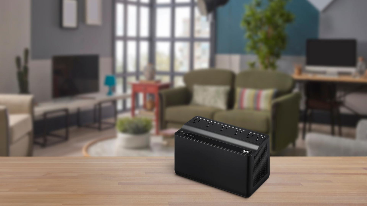 APC UPS Battery Backup Surge Protector, 425VA Backup Battery Power Supply, BE425M, Black