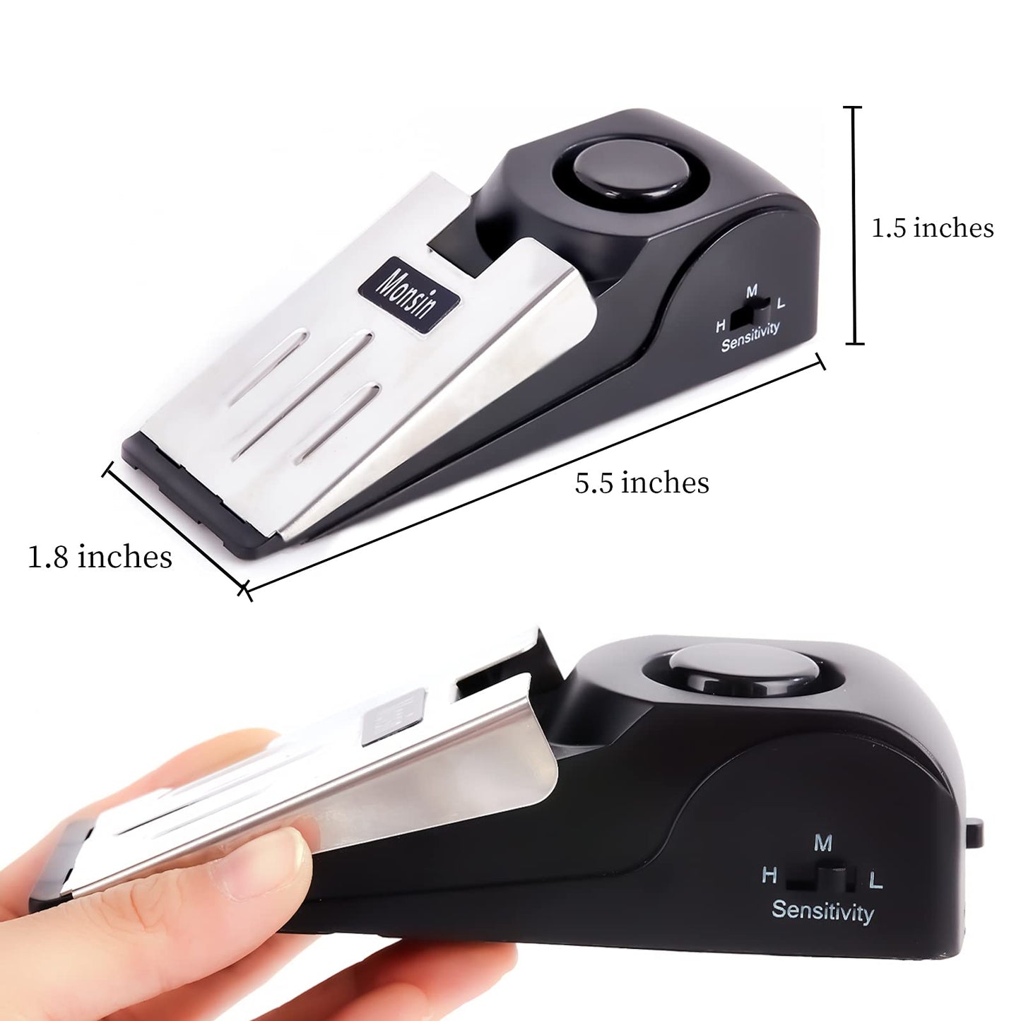 Door Stop Alarm, Door Stopper with 120DB Security Alarm, Floor Wedge Doorstop for Travel Apartment Home House (Pack of 1)