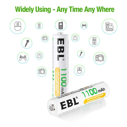 EBL Rechargeable AAA Batteries (16-Counts) Ready2Charge 1100mAh 1.2V Ni-MH Battery