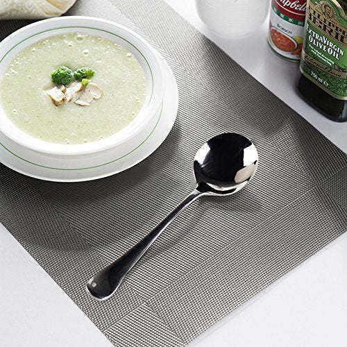 Soup Spoons, Wholesale Spoons Silverware, Round Stainless Steel Spoon Set of 8