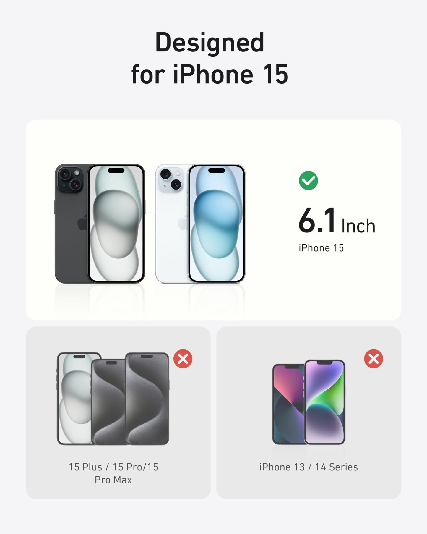 Anker Magnetic Ring Stand for iPhone 15 Case, Silicone Finger Ring Grip Stand Holder, Military Grade Drop Tested, Compatible with MagSafe, Built in Kickstand, Soft Edge Anti-Fingerprint, Black