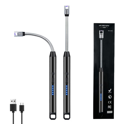 2 PCS Candle Lighter, Electric Lighter Arc Windproof Flameless with 360° Flexible Neck & LED Power Display, Lighters for Candle for BBQ, Grill, Camping, Fireplace, Stove