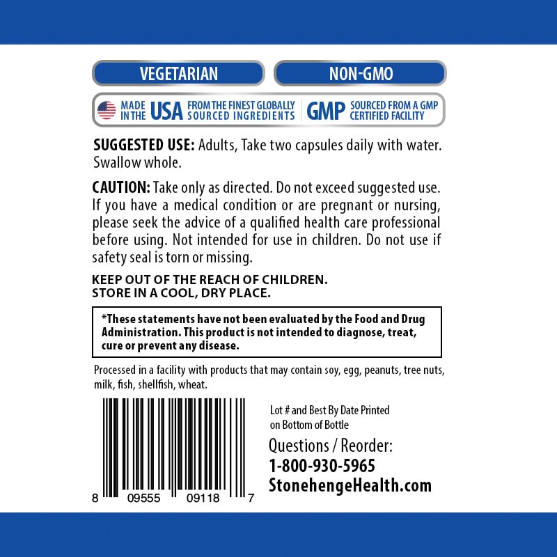Stonehenge Health Dynamic Mushrooms - 100% Fruiting Bodies & Extracts - Lion’s Mane, Chaga, Maitake, Shiitake, Reishi - Nootropic Brain & Immune System Support - No Mycelium - 60 Veggie Capsules