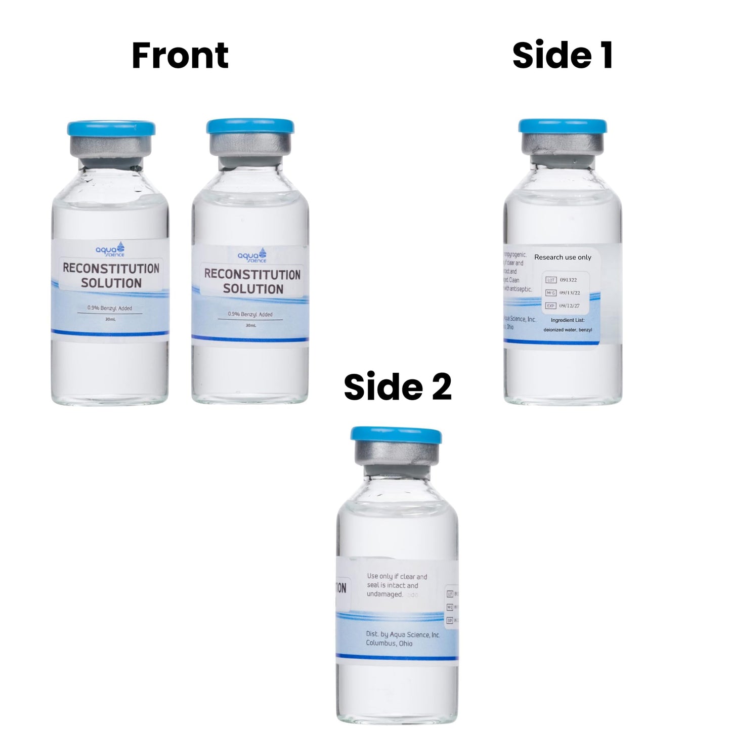 Reconstitution Solution 2-Pack - 30ml - Ultra Clean Solution in Premium Glass Vials | Made in USA